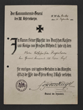 WWII German Knights Cross of the Iron Cross Formal Award Document