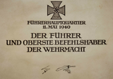 WWII German Knights Cross of the Iron Cross Formal Award Document