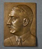 German WWII Bronze Plaque of Hitler