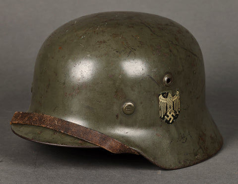 WWII German Army Model 1935 Double Decal Helmet, Early Example