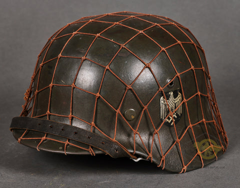 WWII German Army Model 1935 Double Decal Helmet w/Net