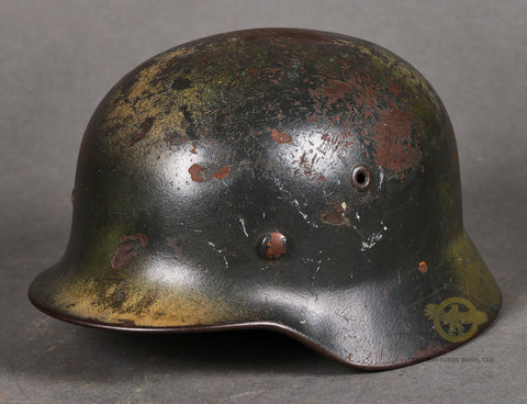 WWII German Model 1940 Luftwaffe Ex-Single Decal Camouflage Helmet