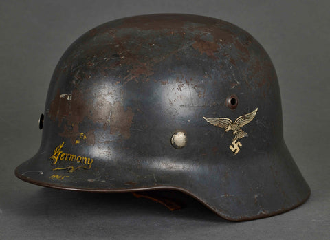 WWII German Luftwaffe Model 1935 Double Decal Helmet, Named, GI Souvenir