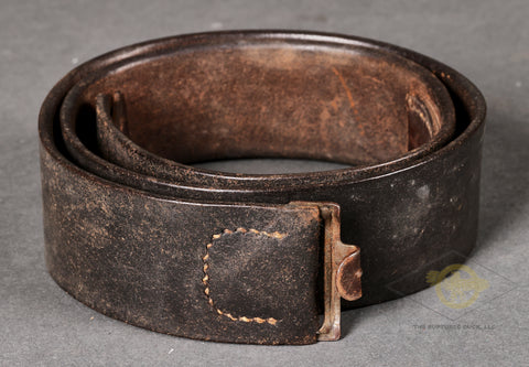 German WWII Black Leather Combat Belt