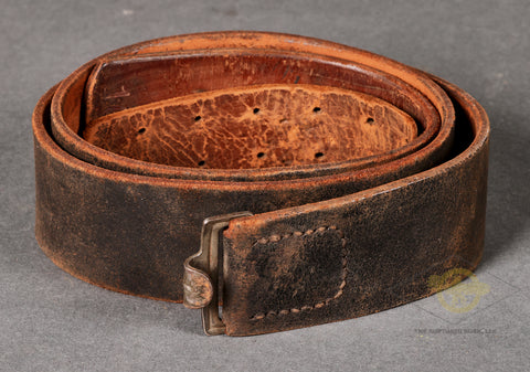 German WWII Black Leather Field Belt